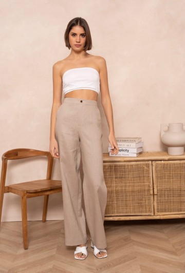 ATTENTIF PANTALON STRAIGHT TAUPE