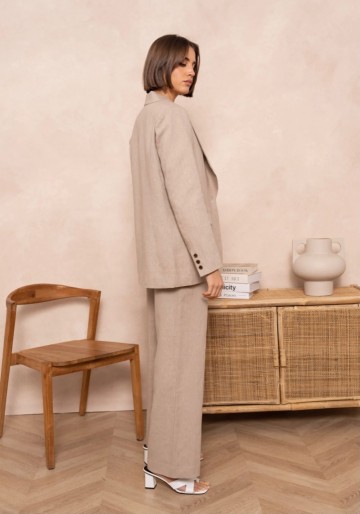 ATTENTIF BLAZER LINNEN TAUPE