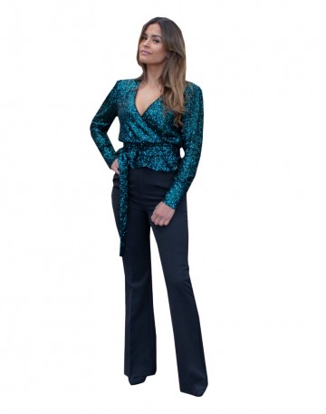 ATTENTIF PARIS FLARE PANTS BLACK