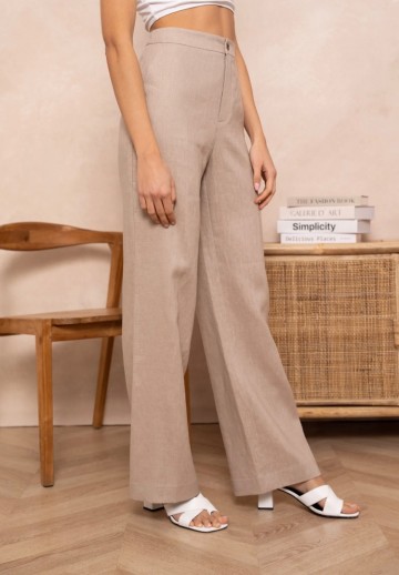 ATTENTIF PANTALON STRAIGHT TAUPE
