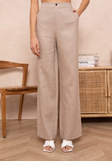 ATTENTIF PANTALON STRAIGHT TAUPE