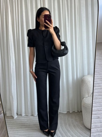 EIGHT PARIS BUTTON BLAZER BLACK