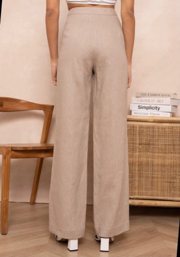 ATTENTIF PANTALON STRAIGHT TAUPE