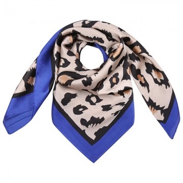 Hashtag Bij Marleen Silky Scarf Leopard Print Blue