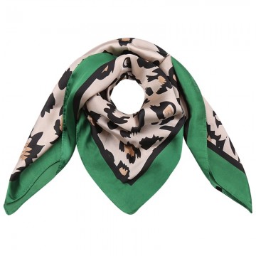 Hashtag Bij Marleen Silky Scarf Leopard Print Green