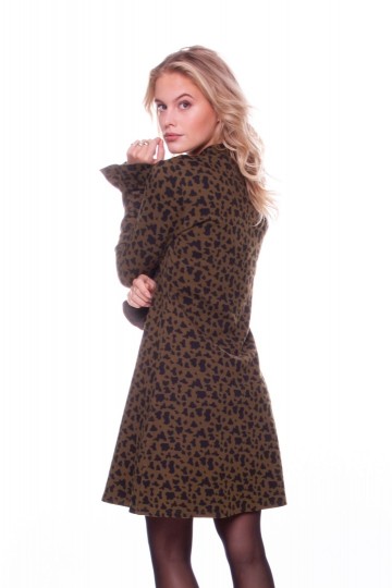 ROBBIE LEOPARD A-LINE JACQUARD DRESS WOMEN ARMY
