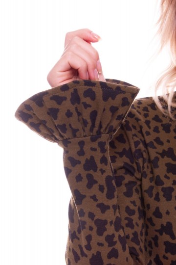 ROBBIE LEOPARD A-LINE JACQUARD DRESS WOMEN ARMY