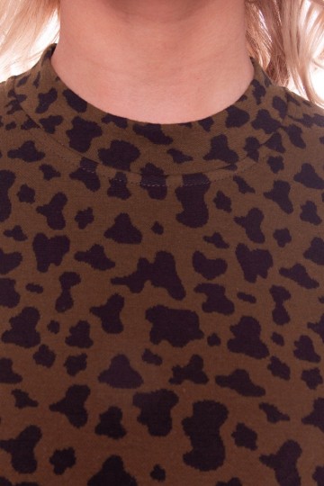 ROBBIE LEOPARD A-LINE JACQUARD DRESS WOMEN ARMY