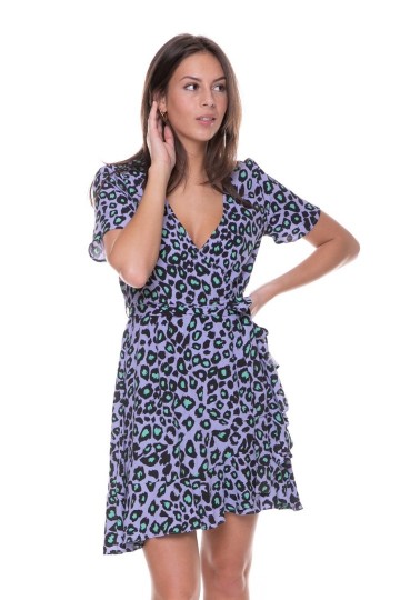 HASHTAG BIJ MARLEEN COLOURFUL REBEL LEOPARD WRAP DRESS