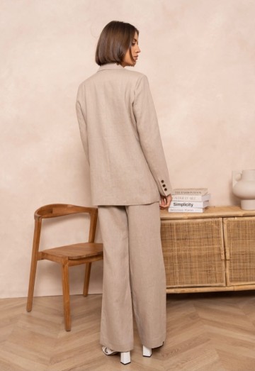 ATTENTIF BLAZER LINNEN TAUPE