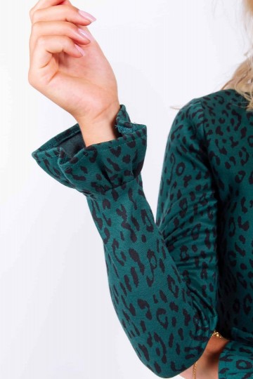HASHTAG BIJ MARLEEN COLOURFUL REBEL LEOPARD JACQUARD DRESS PINE GROVE