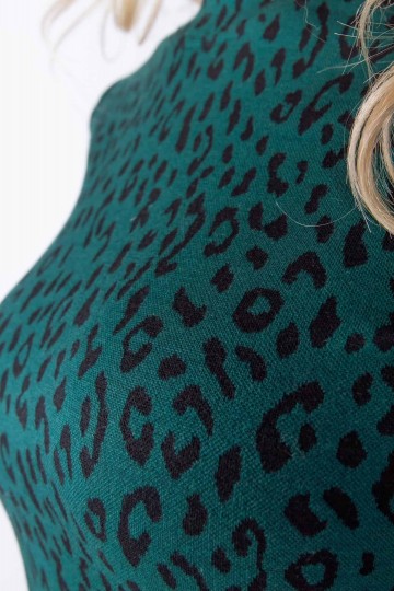 HASHTAG BIJ MARLEEN COLOURFUL REBEL LEOPARD JACQUARD DRESS PINE GROVE