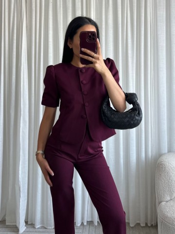 EIGHT PARIS BUTTON BLAZER BORDEAUX