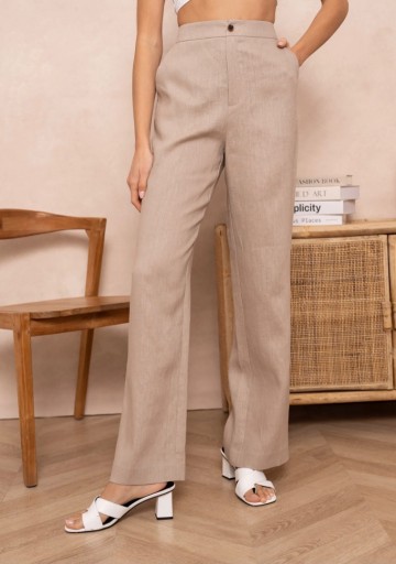 ATTENTIF PANTALON STRAIGHT TAUPE