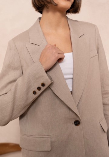 ATTENTIF BLAZER LINNEN TAUPE