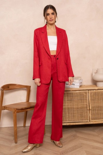 ATTENTIF BLAZER LINNEN RED