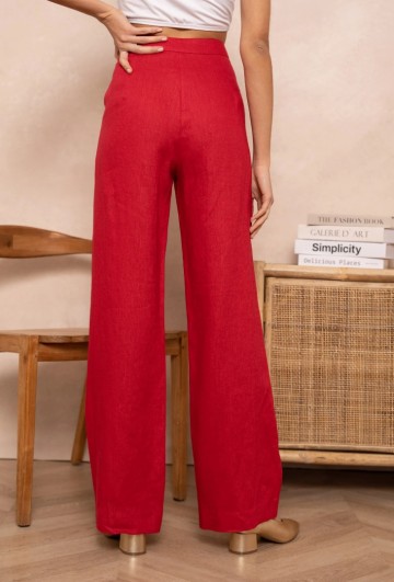 ATTENTIF PANTALON STRAIGHT RED
