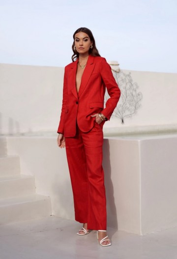 ATTENTIF BLAZER LINNEN RED