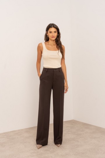 ATTENTIF PANTALON STRAIGHT COFFEE