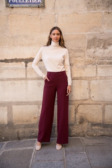 ATTENTIF PANTALON STRAIGHT BORDEAUX