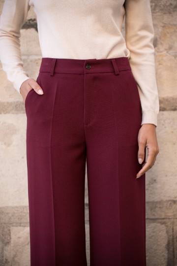 ATTENTIF PANTALON STRAIGHT BORDEAUX