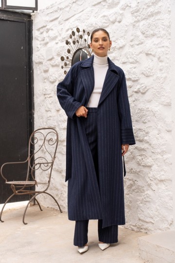 ATTENTIF MANTEAUX PINSTIPE NAVY