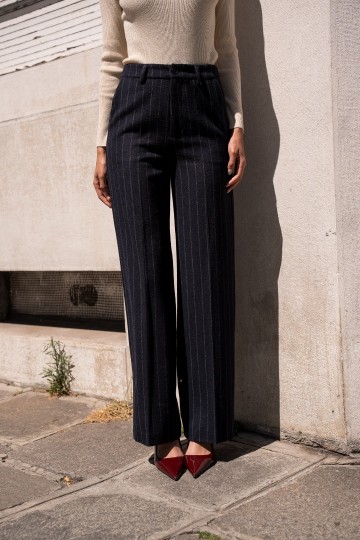 ATTENTIF PANTALON PINSTRIPE NAVY