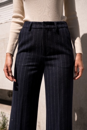 ATTENTIF PANTALON PINSTRIPE NAVY