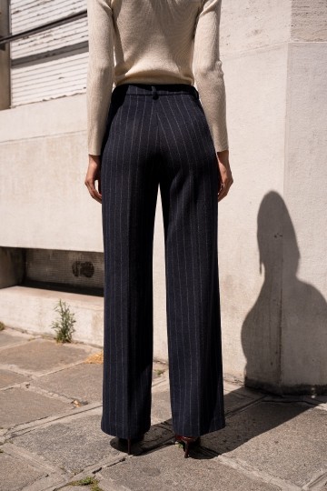 ATTENTIF PANTALON PINSTRIPE NAVY
