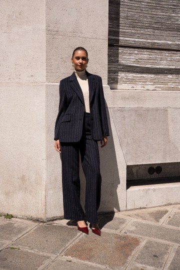 ATTENTIF PANTALON PINSTRIPE NAVY