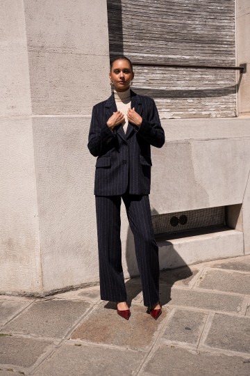 ATTENTIF BLAZER PINSTRIPE NAVY