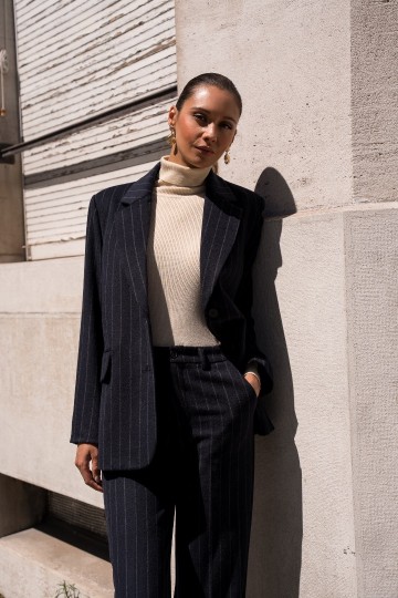 ATTENTIF BLAZER PINSTRIPE NAVY