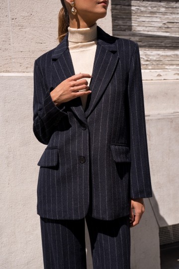 ATTENTIF BLAZER PINSTRIPE NAVY