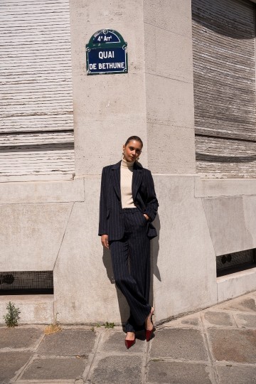 ATTENTIF BLAZER PINSTRIPE NAVY