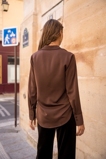ATTENTIF BLOUSE SATINY COFFIE