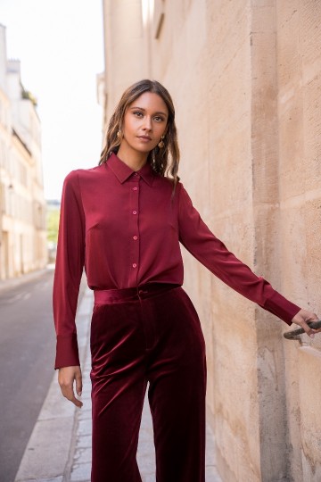ATTENTIF BLOUSE SATINY BORDEAUX
