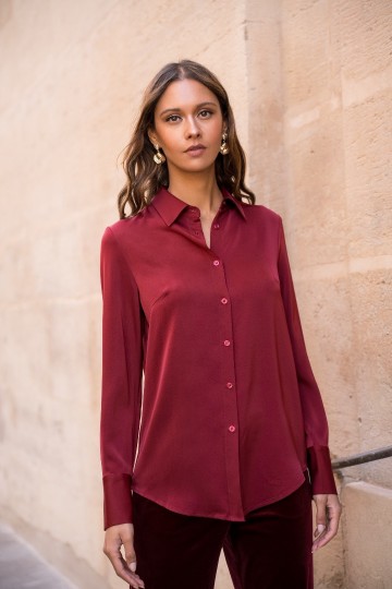 ATTENTIF BLOUSE SATINY BORDEAUX