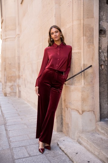 ATTENTIF BLOUSE SATINY BORDEAUX