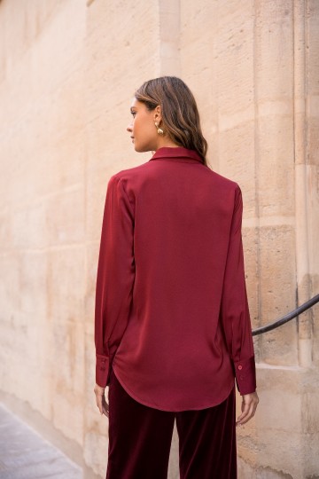 ATTENTIF BLOUSE SATINY BORDEAUX