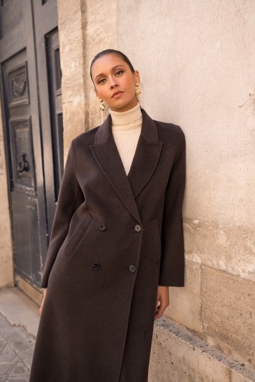 ATTENTIF WOOL MANTEAUX MOCHA