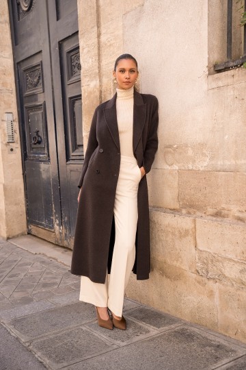 ATTENTIF WOOL MANTEAUX MOCHA