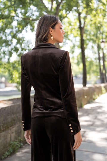 ATTENTIF BLAZER VELVET DARK BROWN