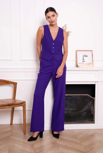 ATTENTIF WIJDE LEG PANTALON PURPLE
