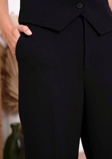 ATTENTIF WIJDE LEG PANTALON BLACK