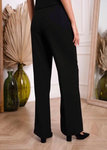 ATTENTIF WIJDE LEG PANTALON BLACK