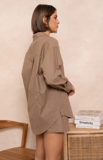 ATTENTIF LINNEN BLOUSE TAUPE