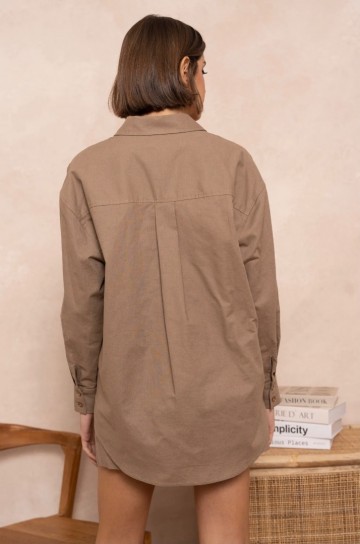 ATTENTIF LINNEN BLOUSE TAUPE