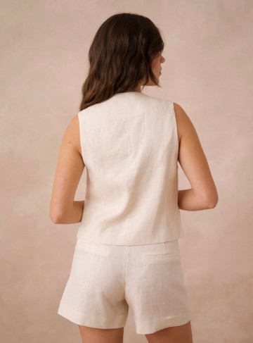 ATTENTIF LINNEN SHORT BEIGE