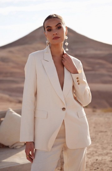 ATTENTIF BLAZER LINNEN BEIGE