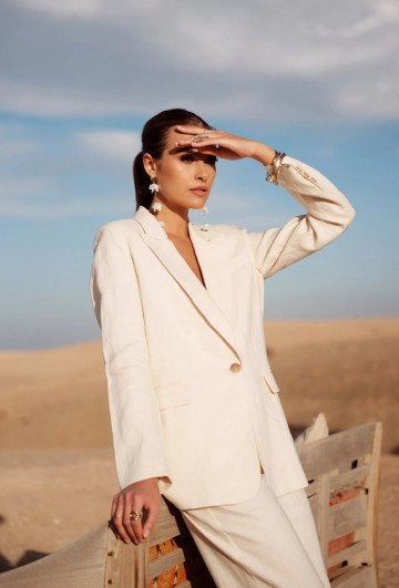 ATTENTIF BLAZER LINNEN BEIGE